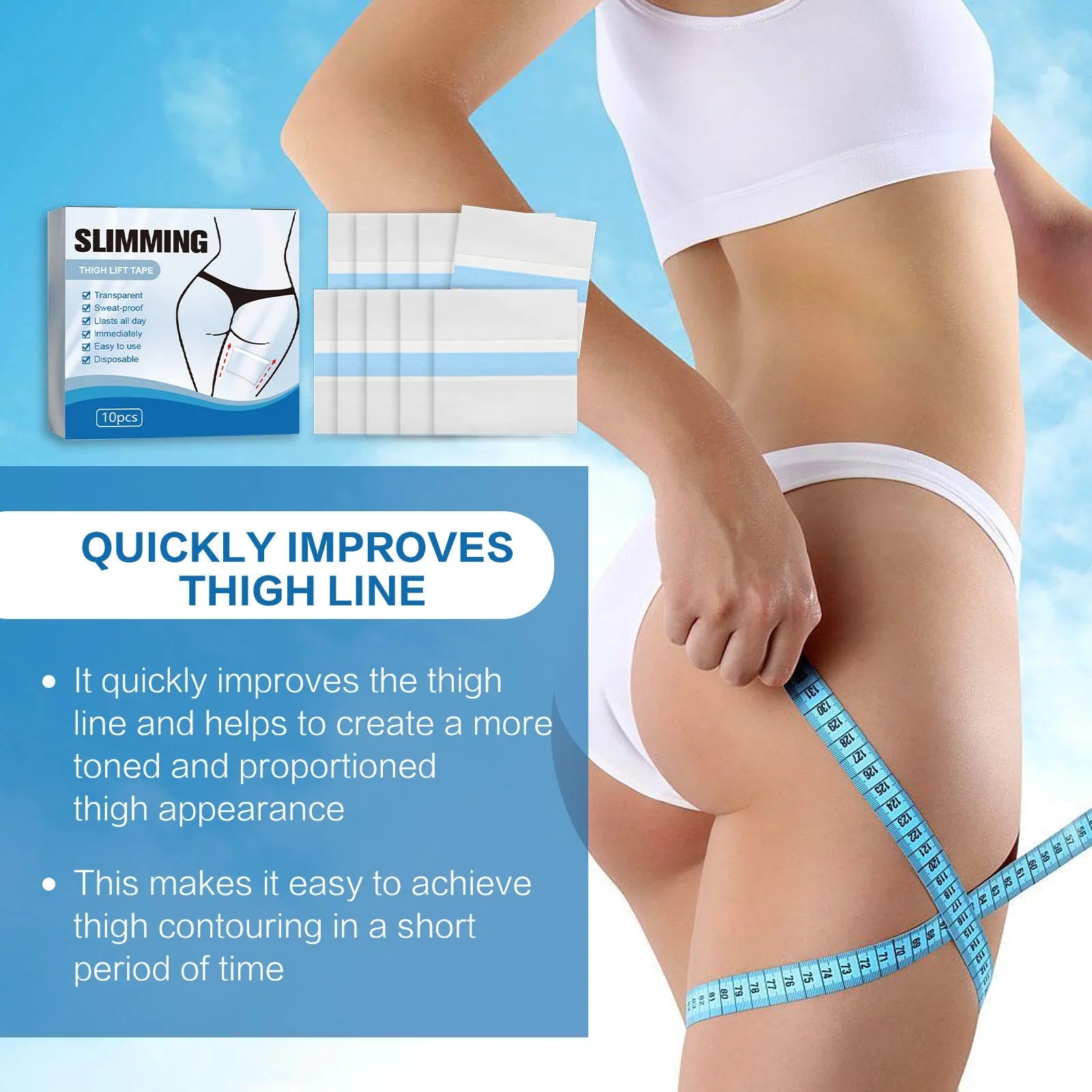 Box of 10 square 12 cm body slimming adhesive patches for the navel.
