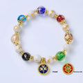 Handmade Five Gods of Wealth glazed bracelet in geometric 10mm design