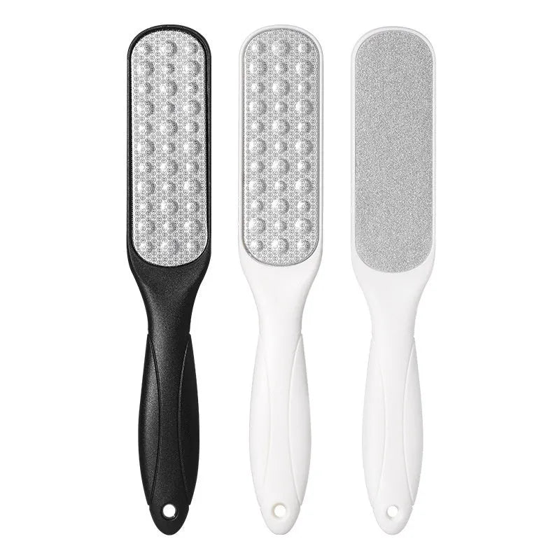Stainless steel foot grinder with double-sided sandpaper surfaces for foot callus removal