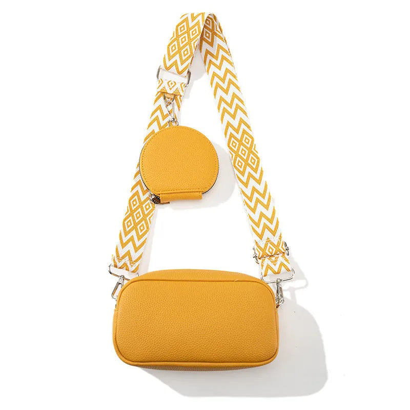 Women's soft PU crossbody bag in horizontal square shape with single shoulder strap