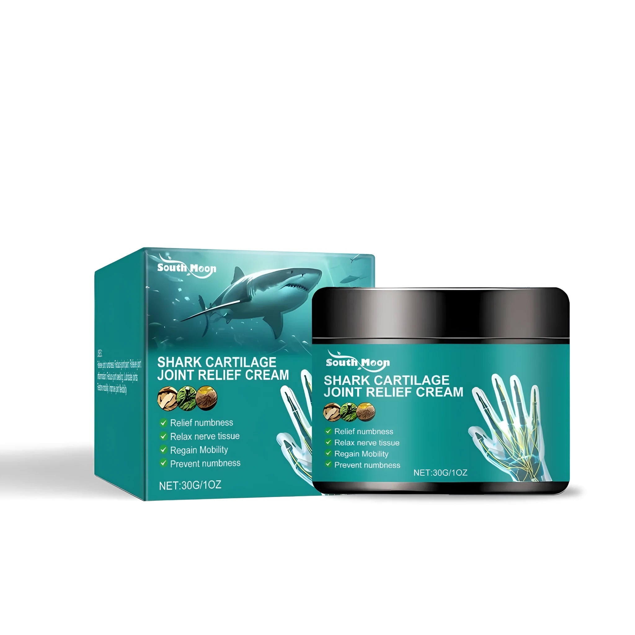 30g tube of cartilage joint soothing repair cream with shark cartilage and mint leaves.