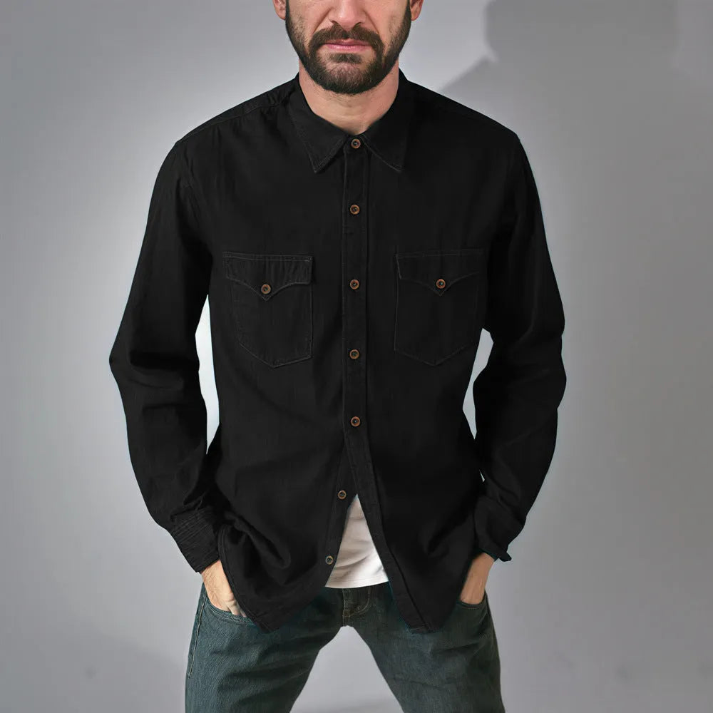 Denim cardigan coat in 100% cotton fabric with regular fit and cardigan style