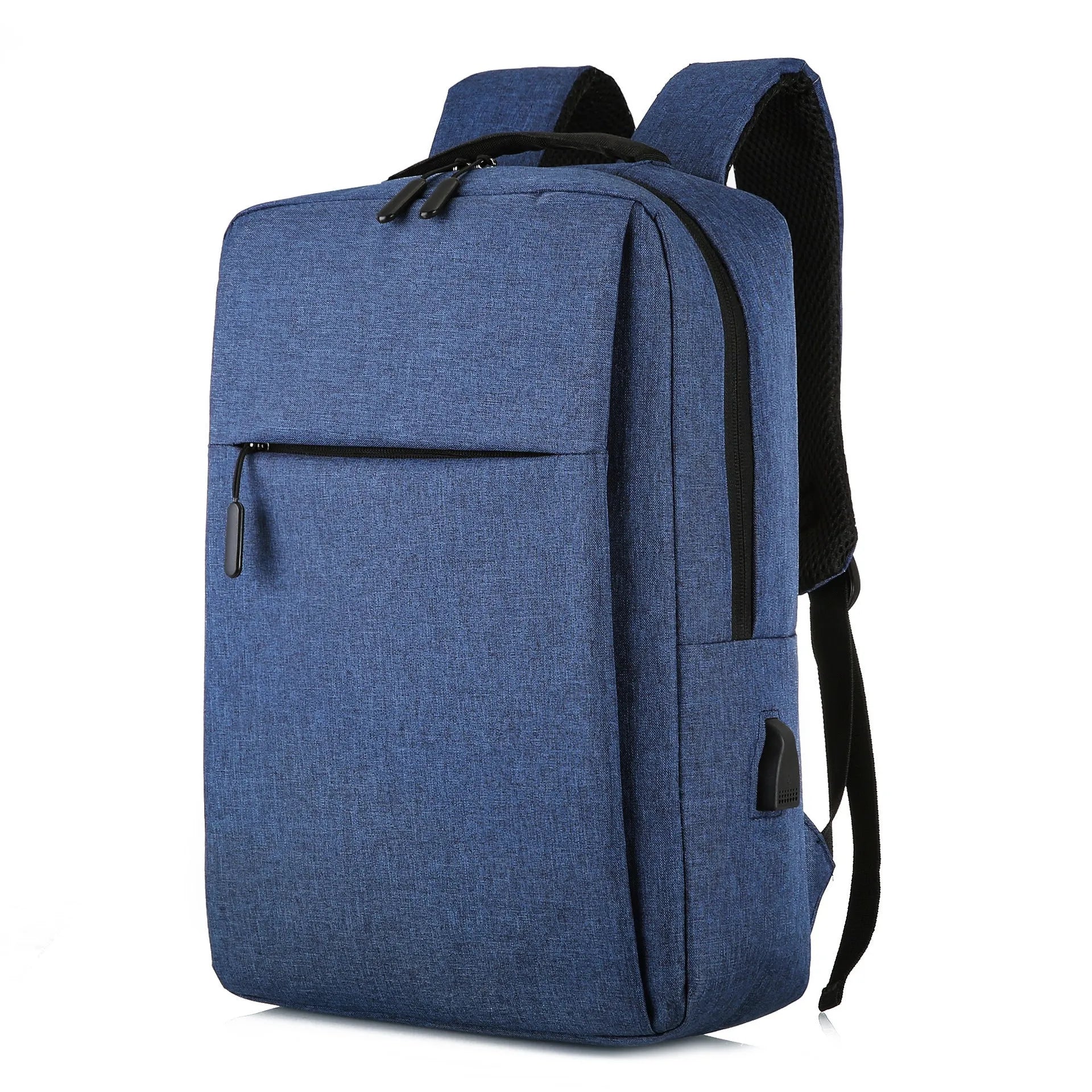 Large black sports backpack with USB charging port and multiple compartments