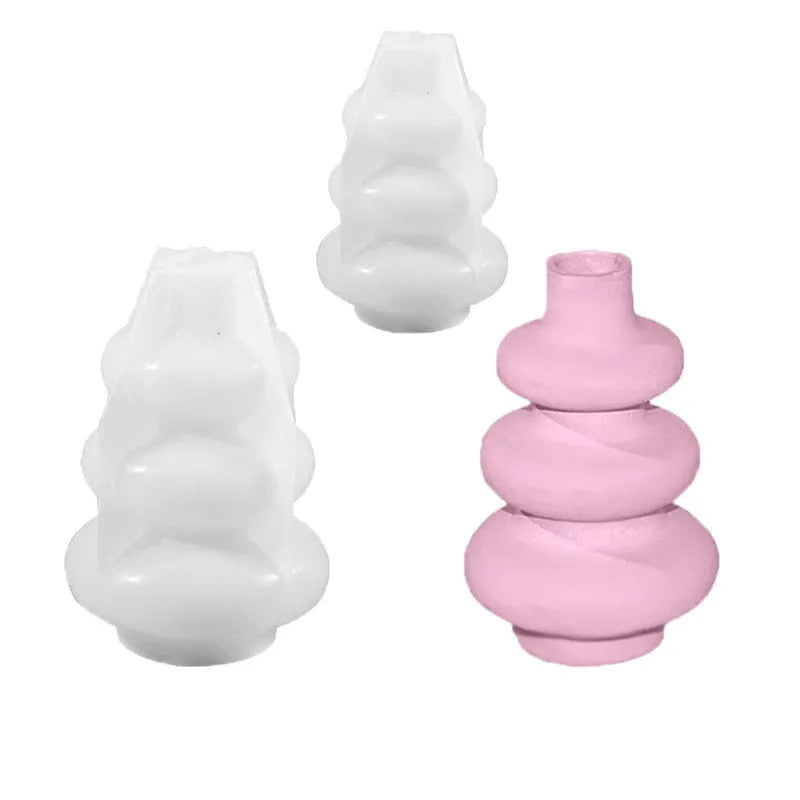 Three layer circle vase ornaments silicone mold with irregular shape in modern simplicity style