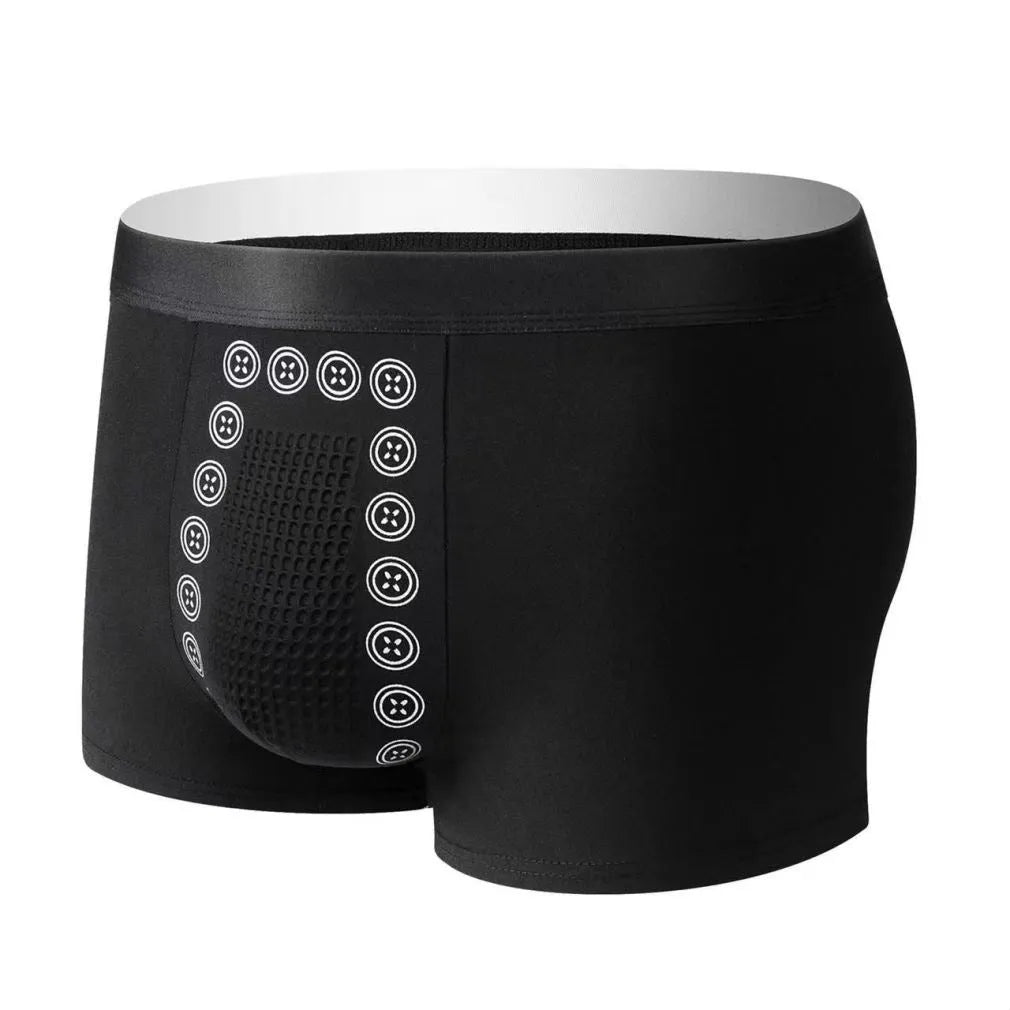 Men's massage particle underwear in solid colours with mid waist design and breathable milk silk fabric