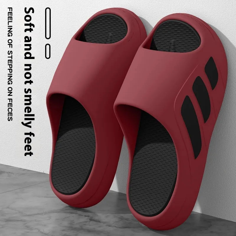 EVA platform slippers in flip-flop style available in brown, black, red and black, or white and black colour options