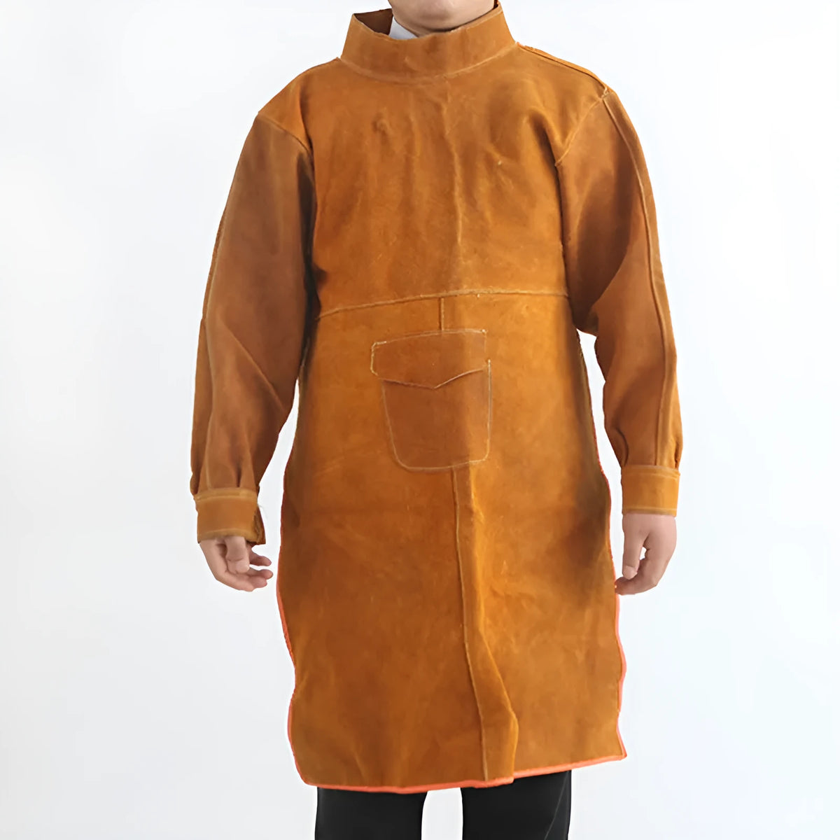 Yellow cowhide leather welding bib, one-piece electric welding protective clothing, size 105 M