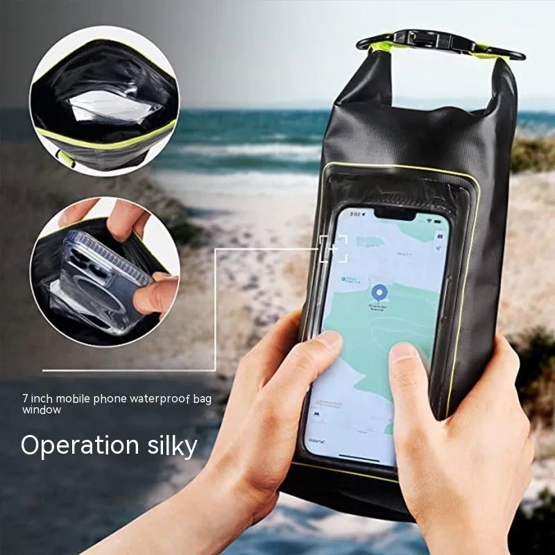 2 litre waterproof crossbody bag in PVC mesh for mobile phones at the beach or pool.