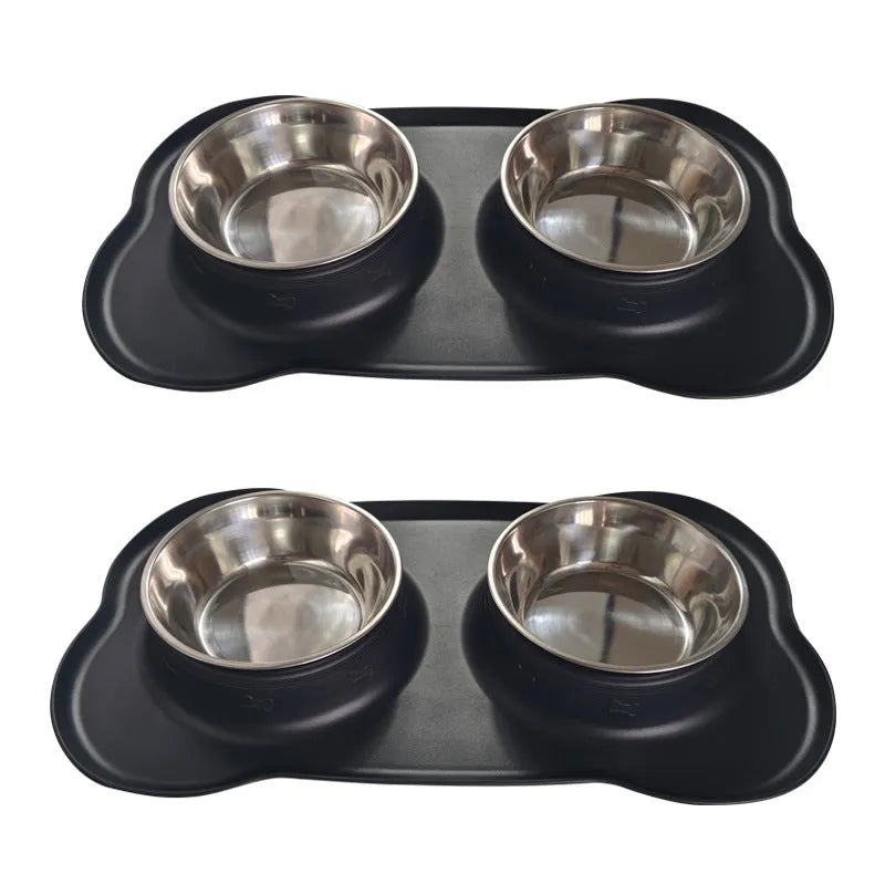 Large silicone dog bowl with stainless steel insert in raised feeding design