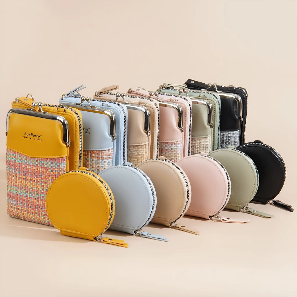 Women's crossbody phone bag mini satchel in PU leather with square vertical design