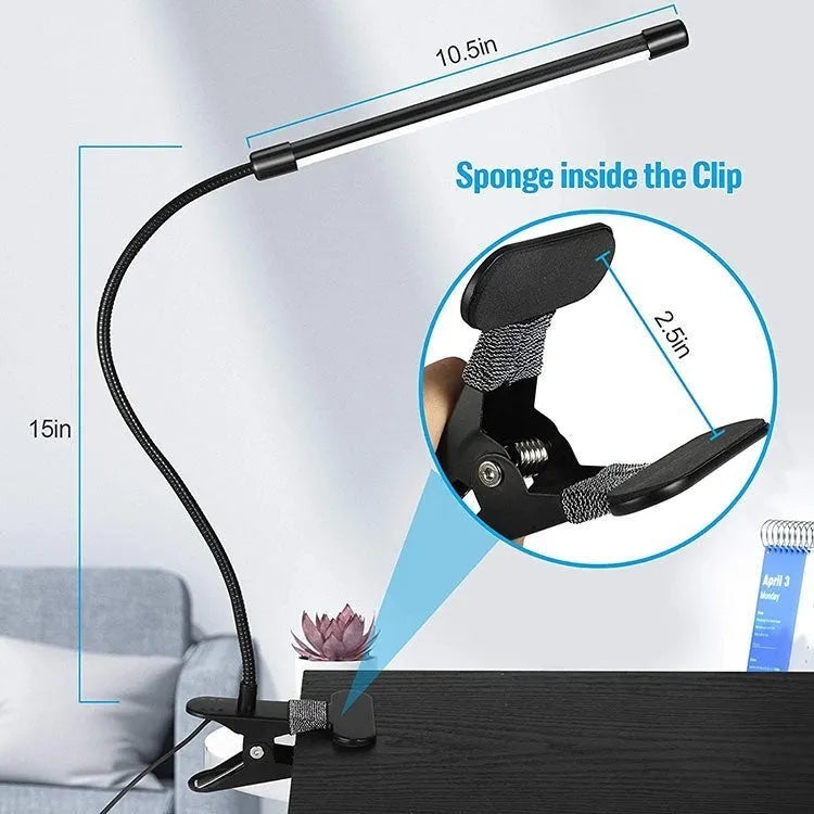 Black or white LED desk lamp with 26cm adjustable arm and USB power cable