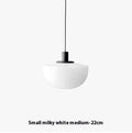 Milky white glass single-head pendant light, 22cm or 35cm diameter, simple modern droplight for kitchen island or dining table