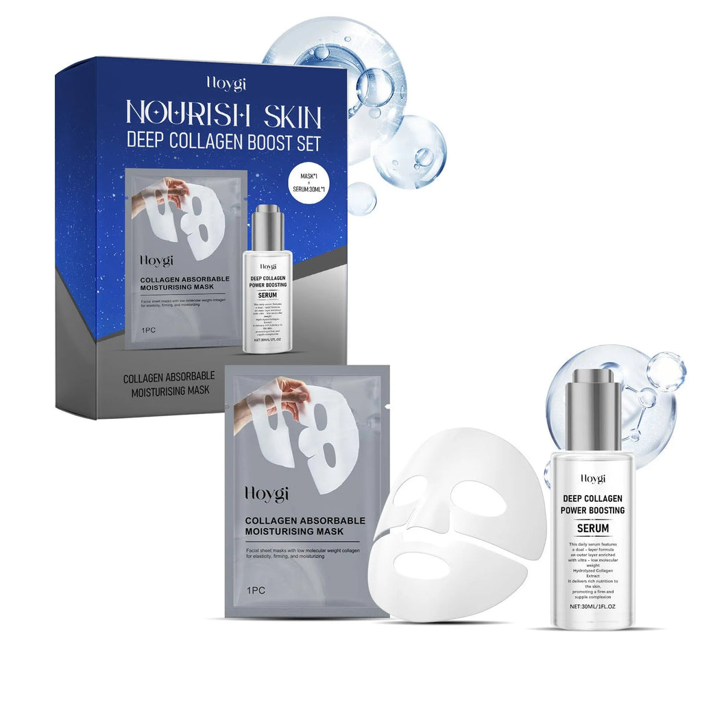 Collagen moisturising face mask and 30ml essence bottle set for skincare