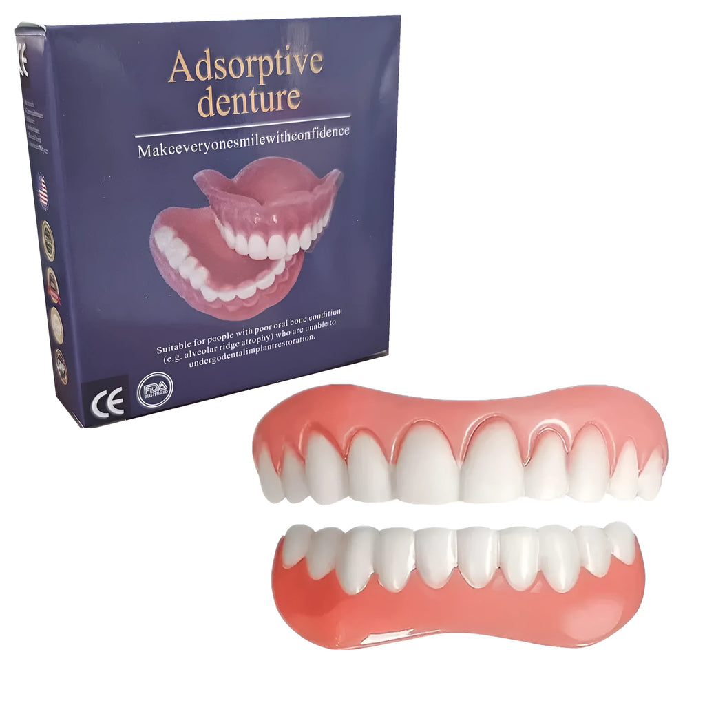 Silicone simulation dentures showing upper and lower teeth in natural colour for dental training