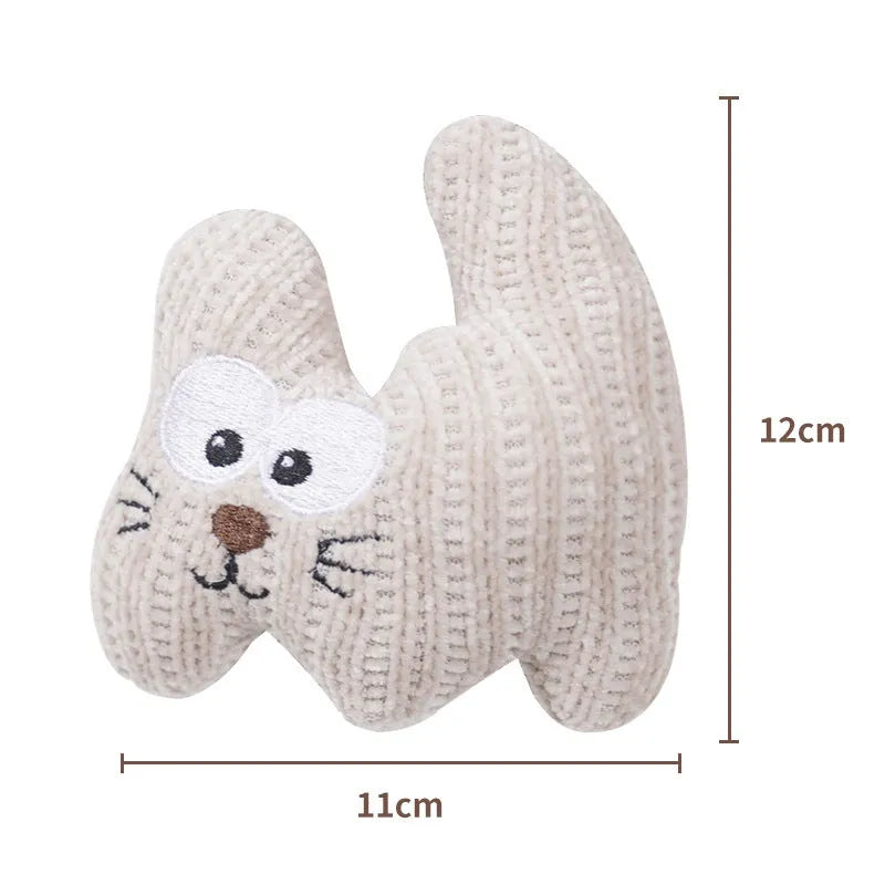 Cyan plush rope catnip toy with bell inside, measuring 12 cm by 11 cm, for cats to chew and play