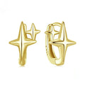 Minimalist star design sterling silver ear clips with oxidation finish and clip-on back.