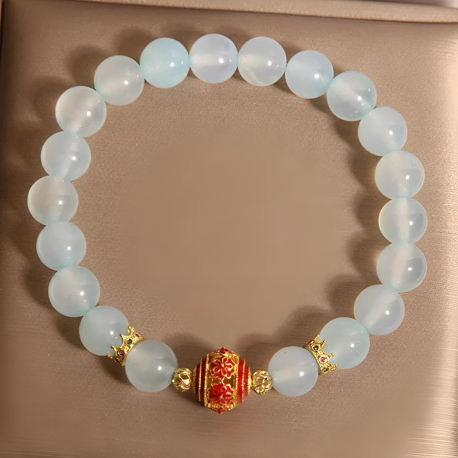Blue agate flange and colourful crystal bead bracelet for women, Japanese Korean style.