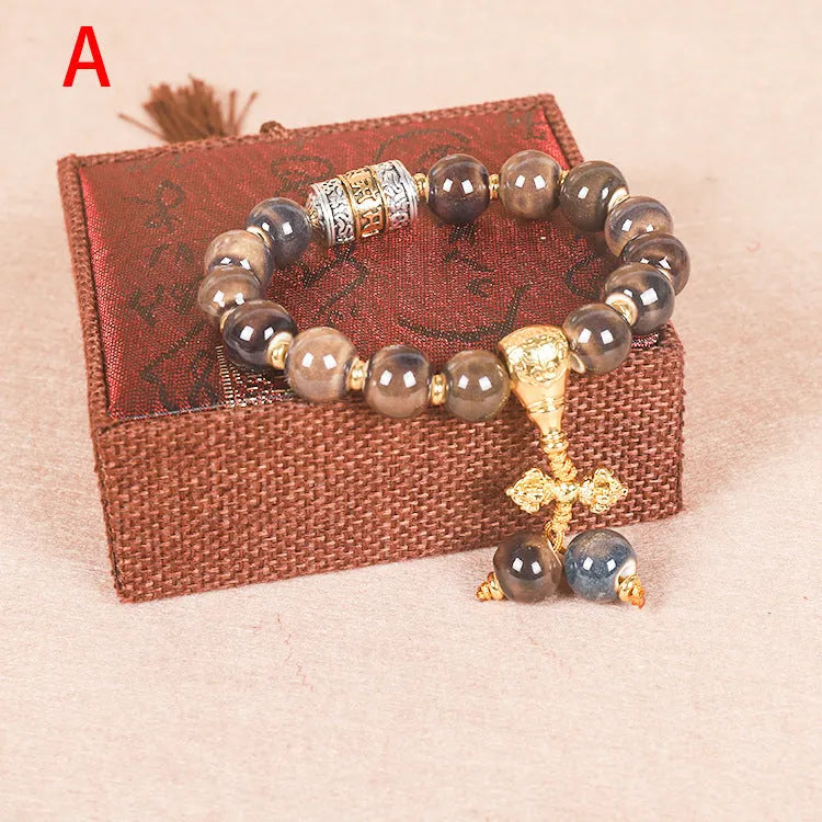 Men's gradient ceramic chain bracelet in coloured glaze, polished finish, showing colour variation.