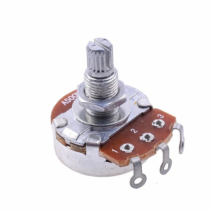 Silver metal electric guitar potentiometer knob for 6mm shaft, shown isolated.