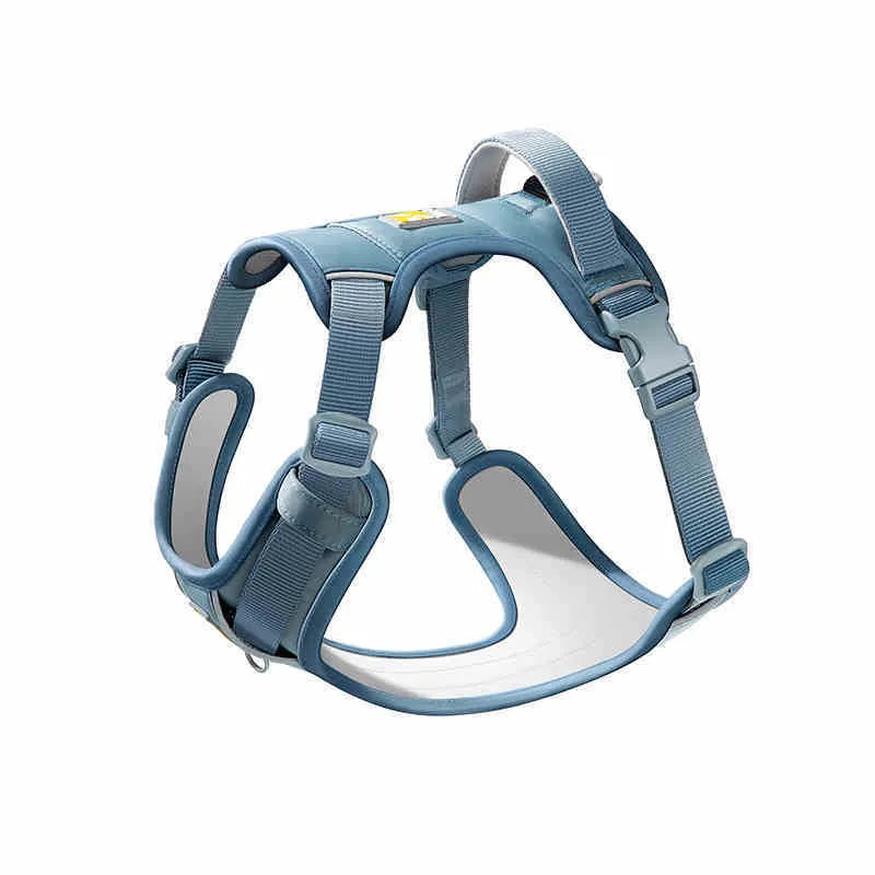Adjustable dog chest harness with hand holding rope in avocado green colour