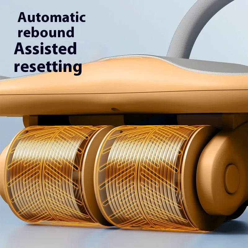 Three-wheel abdominal fitness wheel with automatic rebound mechanism and kneel pad in black colour