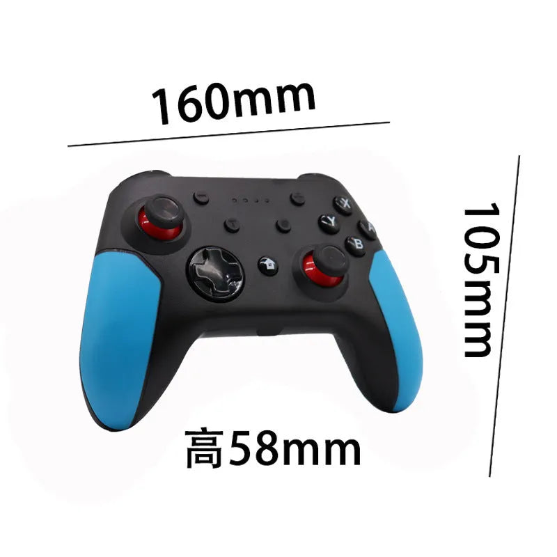 Bluetooth gamepad controller for Nintendo Switch, PC and Android with blue and red colour scheme