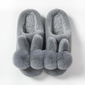 Bunny Fluffy Slippers in coffee colour with rabbit fur uppers, high design, and floral pattern