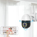 White wireless dome security camera with 3.6mm lens for outdoor 1080p HD surveillance