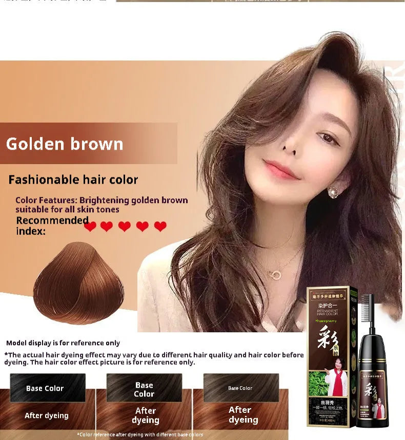 400ml tube of plant-based hair colour cream with 12 shade options for covering white hair.