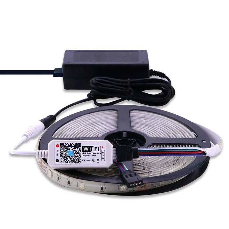 White WiFi LED light strip controller measuring 53mm with Magic Home Pro app compatibility