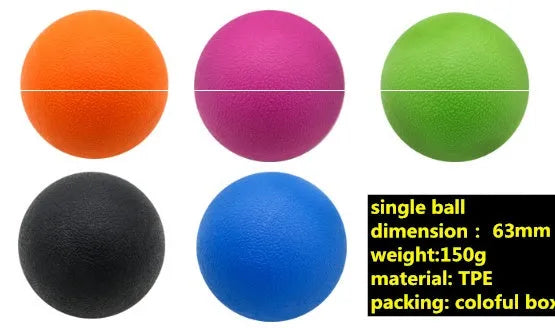Peanut massage ball in black, blue, green, orange, pink or purple, high density lightweight for full body trigger point massage