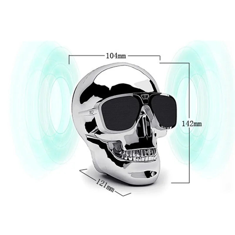 Skull Wireless Bluetooth Speaker in black, blue, gold, matte black, rose, or silver with compact design