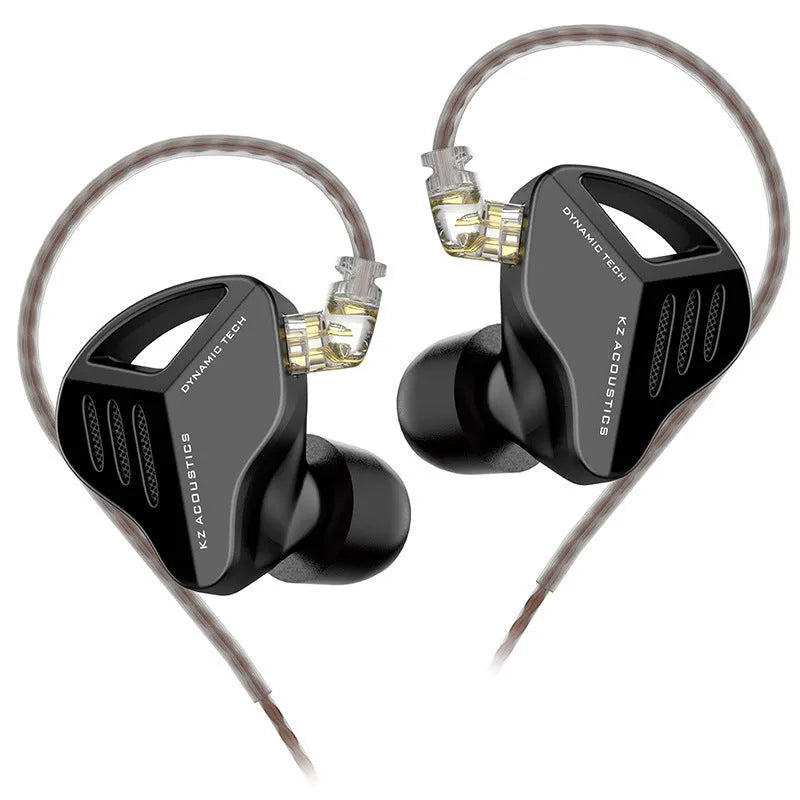 KZ ZAX black hybrid driver in-ear headphones with detachable cable and 3.5mm plug.