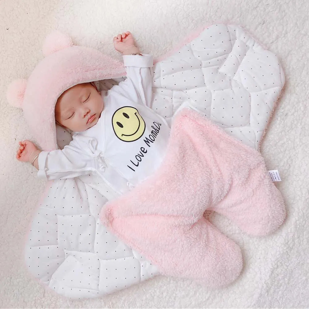 Baby sleeping bag envelope in cotton with flannel and 200G imitation silk cotton layers, 65cm or 75cm