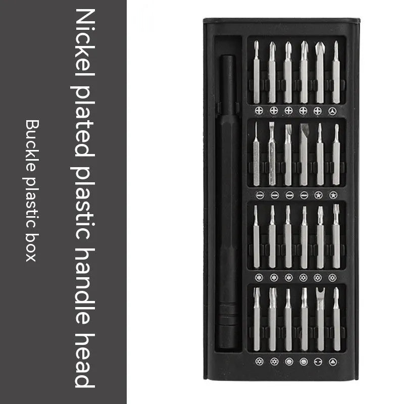 24-in-1 precision magnetic screwdriver set with aluminium handle and selection of 4mm bits.