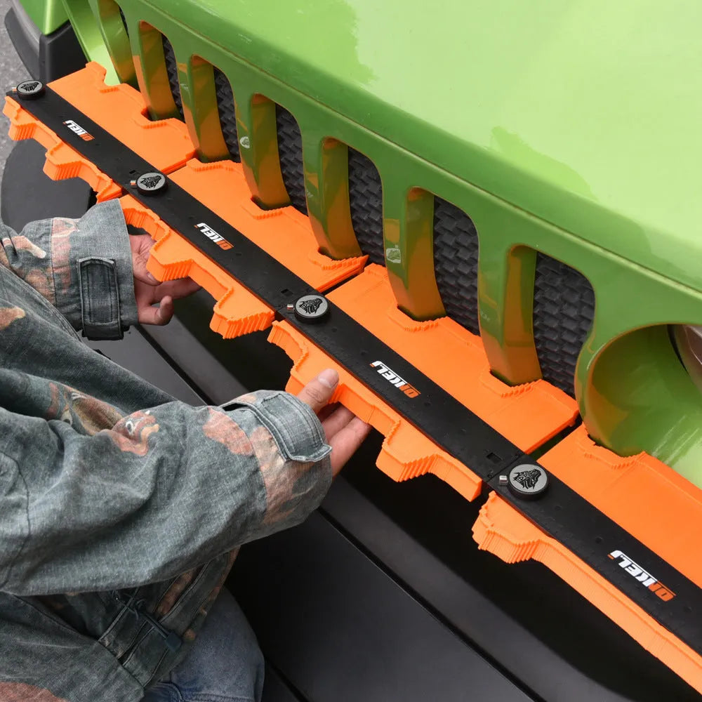 Contour gauge with extended pins profiling curved shape, showing lock belt mechanism and stainless steel construction