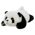 60cm lying style panda plush pillow with black and white plush fabric and PP cotton filling
