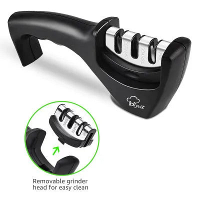 Kitchen knife sharpener with diamond tungsten steel stone and demolition design for cleaning
