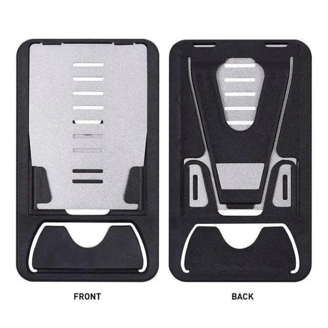 Black desktop phone holder with suction cup base showing adjustable bracket for smartphones