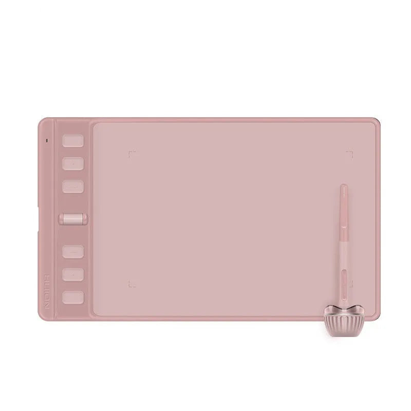 Hua Wang H641P black drawing tablet with digital pen on desk next to mobile phone