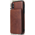 iPhone 11 card wallet case in imitation leather with card slots, shown in black colour