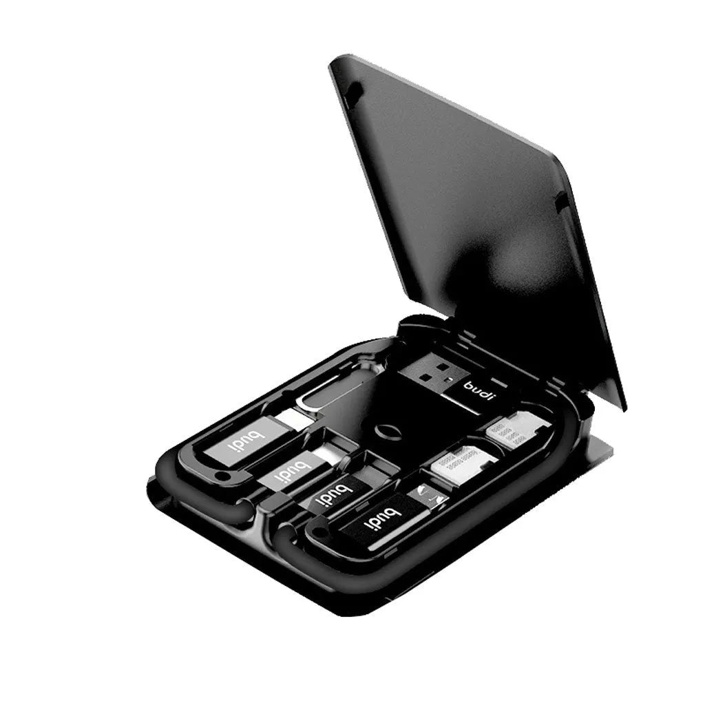 Black multi-function data line card package with 0.3m cable compatible with Apple iPhone devices