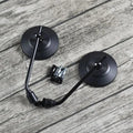 Retro motorcycle rearview mirror with ABS shell, 10mm thread, and adapter screws, in full black or silver black.