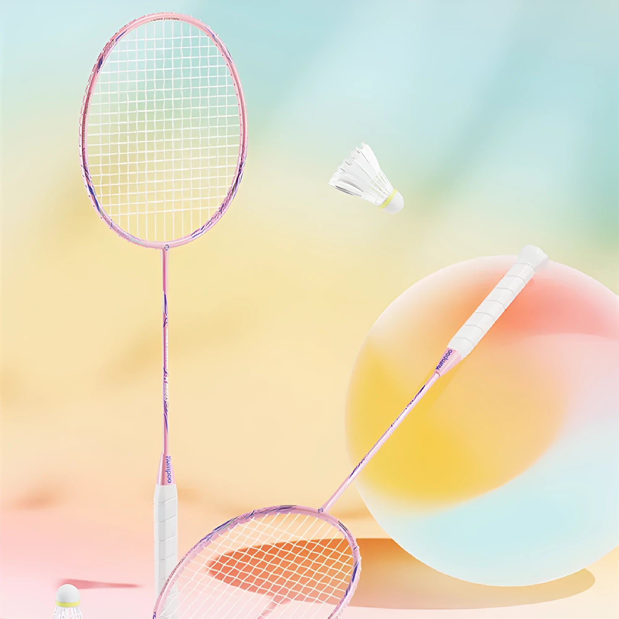 K520pro all carbon fibre badminton racket in black, pink or white colours with optional line patterns
