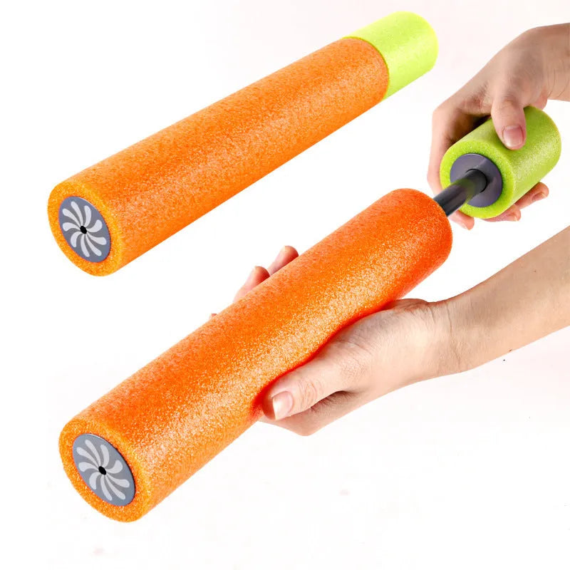 Orange EVA foam water blaster cannon with plastic body and foam handle for kids summer games