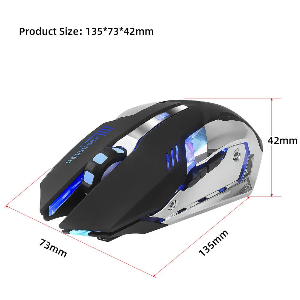 HXSJ black wireless mouse, 2.4G optical gaming mouse with 2400 DPI and ergonomic design