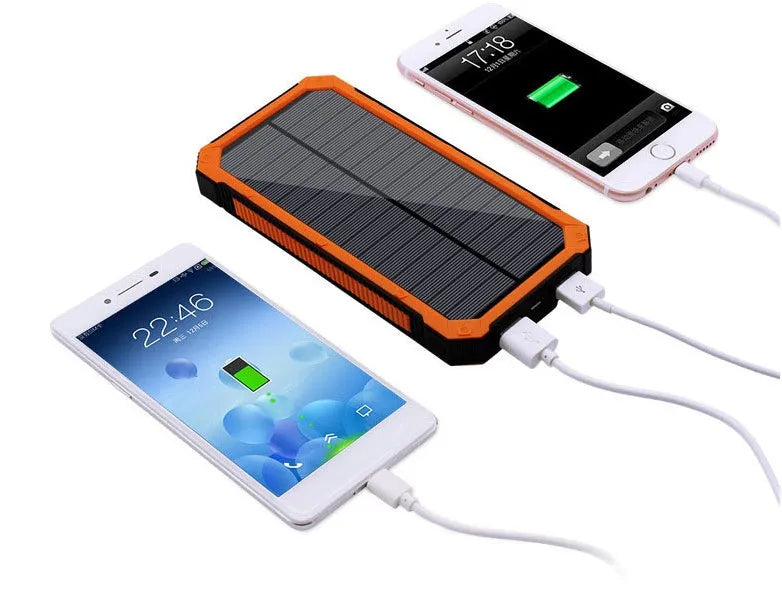 Solar power bank with polymer lithium battery in plastic housing showing colour options