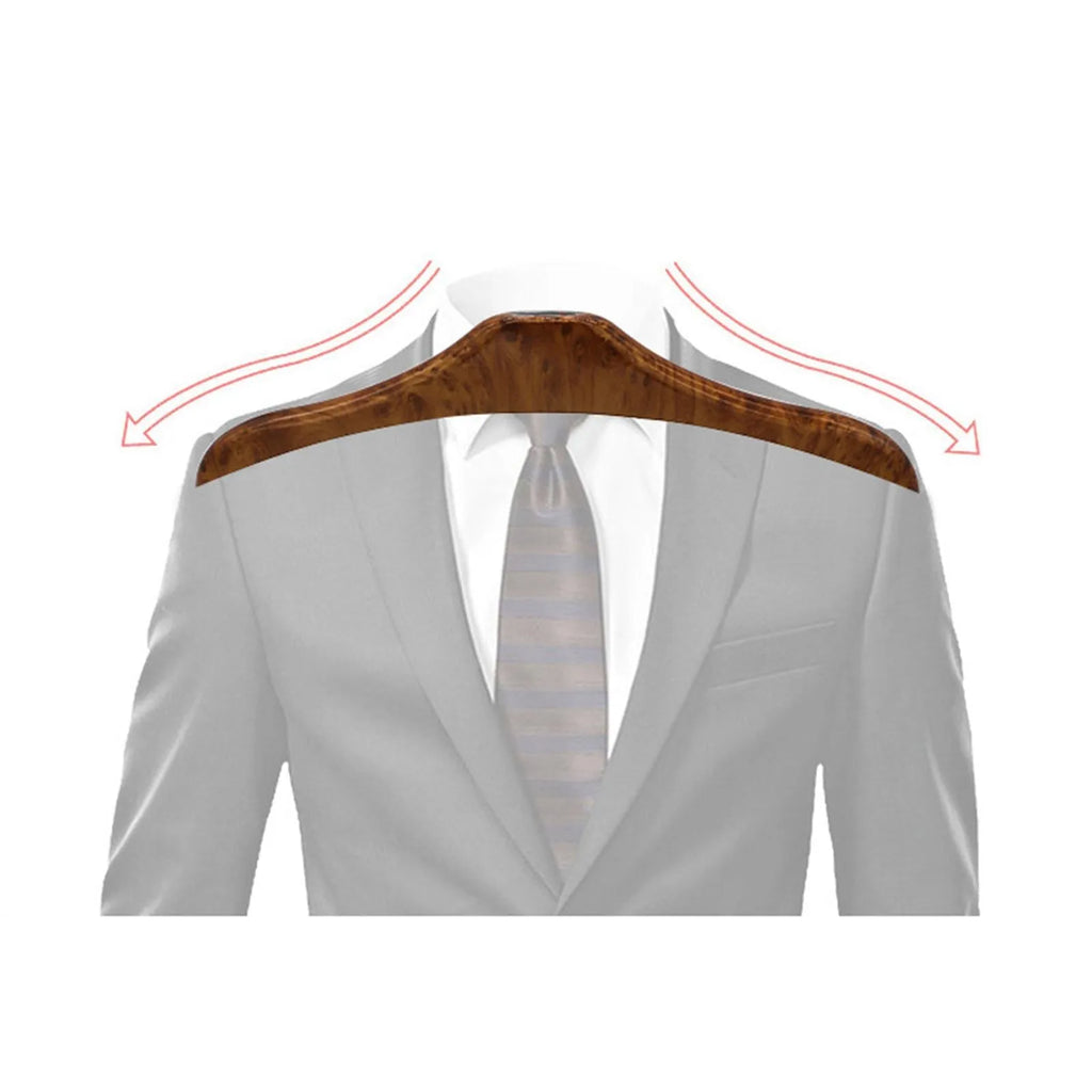 Wood yellow car mounted clothes hanger with stainless steel frame measuring 46.5cm by 23cm for suits and coats