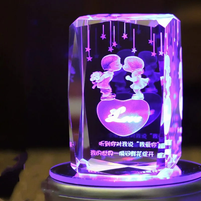 Small colourful crystal light with MP4 Bluetooth in gift box showing eight theme designs