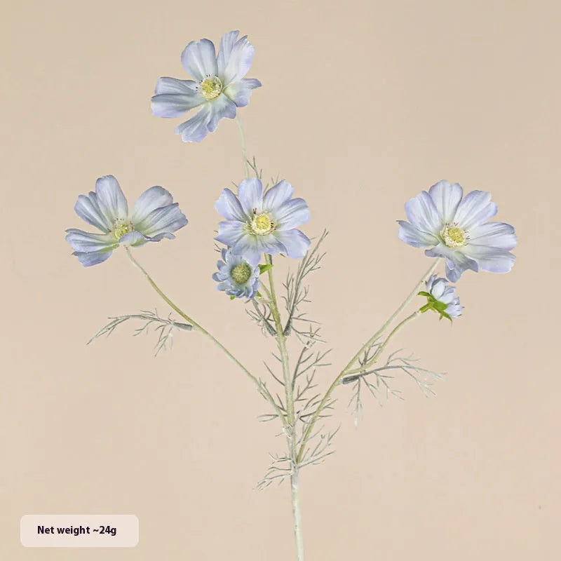 Small artificial Persian chrysanthemum silk flower bouquet in milky white for photography props and home decor